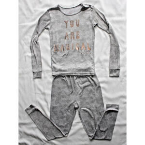 Danskin Girls Super Soft Long Sleeve Pajama Set Gray You Are Magical Size 8